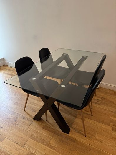 Glass Table & 4 Chairs