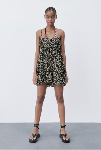 Zara metallic thread playsuit with pockets