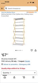 New in packaging Beldray 4 tier bamboo clothes airer