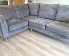 Modern Grey Velvet Corner L-Shape Sofa