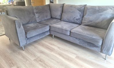 Modern Grey Velvet Corner L-Shape Sofa