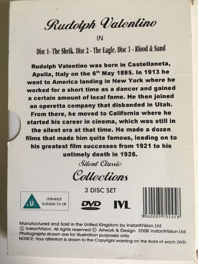 Rudolph Valentino Collection (Silent Movies) [3Movie DVD]