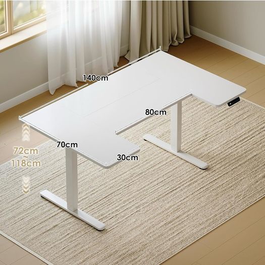 Standing Desk, 140cm U Shaped Height Adjustable Desk with 3 Memory Smart Panels