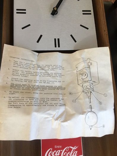 Coca Cola Pendulum Clock Year 1974 New