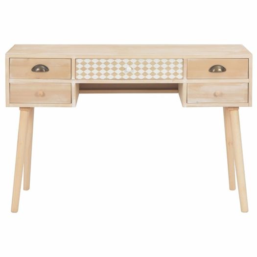 Desk with 5 Drawers 114x40x75.5 cm Solid Pinewood