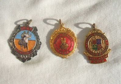 Three vintage enamelled award medals for dancing (1950s or earlier)