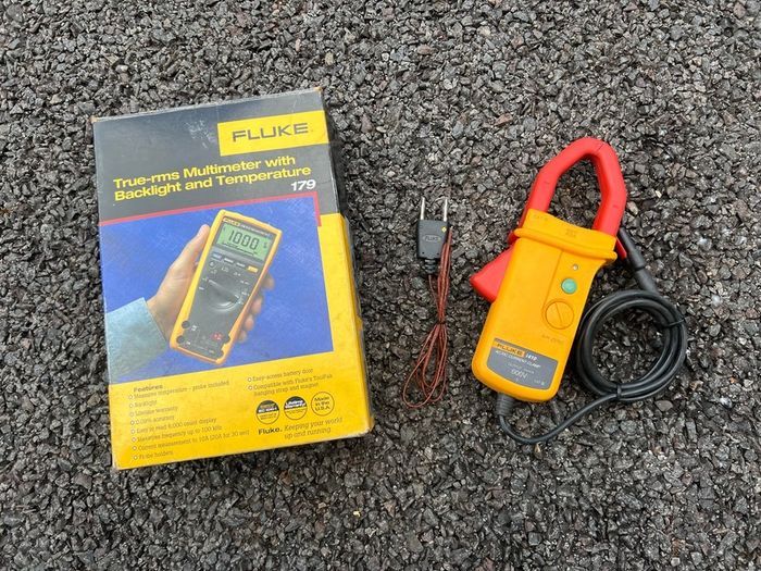 Fluke multimeter, amp clamp and temp probe