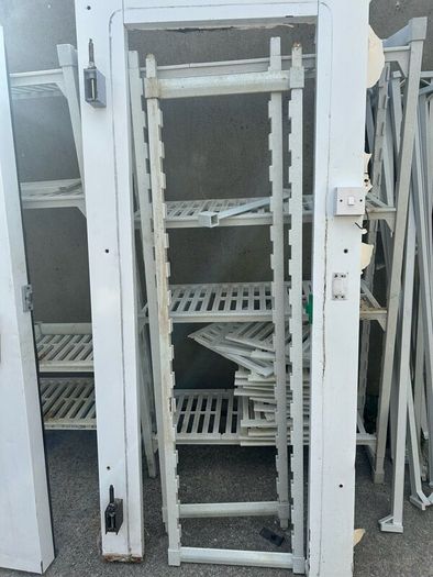 Cold room door with frame and shelving
