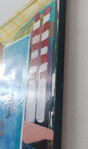 Abstract Painting Original Painting Pop Art Painting of Poolbeg Chimneys and a Swimming Pool Swimming Painting