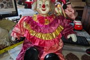 Beautiful Large Vintage Collectible Clown Jester Doll Hand Painted Porcelain Face, Hands, and Feet,