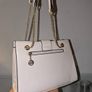 Cream Quilted Handbag with Gold Chain Handles Image 2