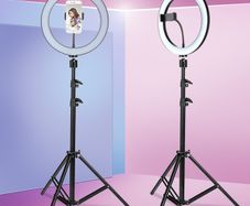 HD Ring Light With Long Tripod Stand & Phone Holder for YouTube Video, Desktop Camera Led Ring Light for Streaming, Makeup, Selfie. with 2.1M Adjustable Tripod.