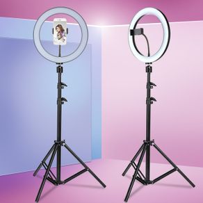 HD Ring Light With Long Tripod Stand & Phone Holder for YouTube Video, Desktop Camera Led Ring Light for Streaming, Makeup, Selfie. with 2.1M Adjustable Tripod.
