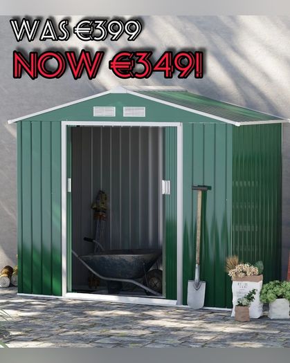NEW SALE | 7ft x 4ft Lockable Garden Shed Large Patio Roofed Tool Metal Storage Building Foundation Sheds Box Outdoor Furniture, Green