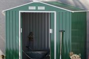 NEW SALE | 7ft x 4ft Lockable Garden Shed Large Patio Roofed Tool Metal Storage Building Foundation Sheds Box Outdoor Furniture, Green