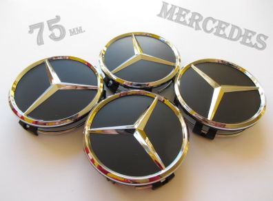 4x BLACK 75mm Mercedes Benz Alloy Wheel Center Caps cap Hub Cover E S C S CLK 75