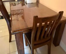 Antique Dining Table with Glass Top Cover