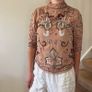 Folkster blush pink / cream sequin embellished and beaded high neck top Image 6