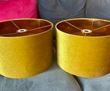 Ochre velvet lampshades