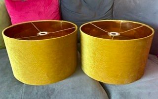 Ochre velvet lampshades