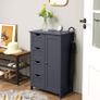 Wooden Bathroom Sideboard with 4 Drawers, Cabinet Door, Adjustable Shelf, Living Room, Kitchen, Hallway, Deep, Freestanding, Gray Image 3