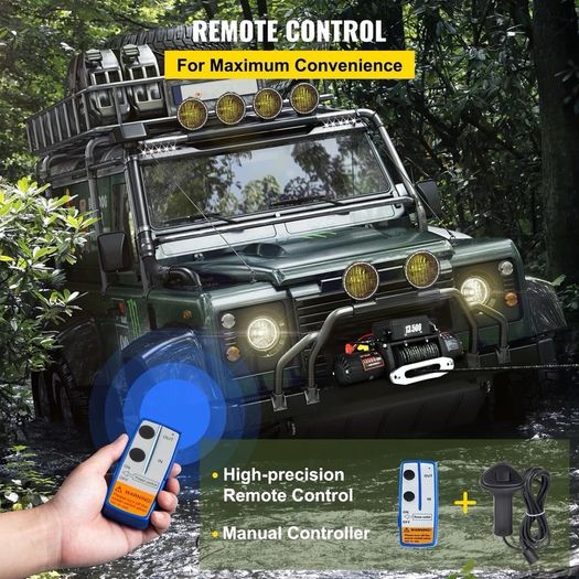 13500 LBS Electric Winch 12V 6120KG 13500LBS For 4X4 92FT Synthetic Trailer Ropes Towing Strap