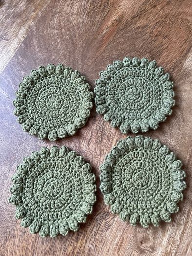100% cotton crochet coasters