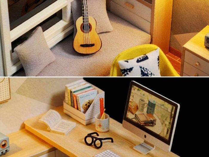 DIY Dollhouse Miniature Kit with Furniture, 3D Wooden Miniature House with Dust Cover and Music Movement, Miniature Dolls House kit (FREE POSTAGE)