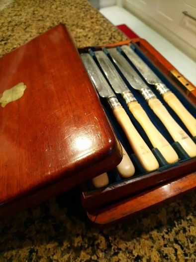 antique fish cutlery set in box