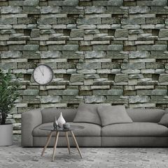 NEW SALE | Stone Brick Wallpaper Peel and Stick 3D Effect Blocks Vintage Brick Faux Textured Self-Adhesive Wallpaper Kitchen Cabinets Backsplash Fireplace Laundry Room Accent Wall Decor
