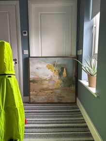 Large Framed Abstract Canvas - Textured with Gold Leaf Detail