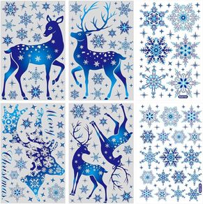 Jagowa Christmas & New Year Window Stickers - Stunning Decorations & Clings for Glass - Static Electricity - Style A