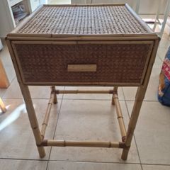 Vintage Bamboo and cane Bedside locker