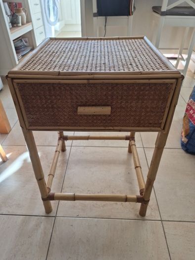 Vintage Bamboo and cane Bedside locker