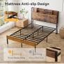 4ft6 Double Bed Frame with Storage Wooden Headboard Image 6