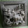 Ancient Chinese Bas-relief in Oak - Chinese Hand Carved Oak ,Antique Wall Art. (big thick and heavy) 22,8" x 21,5" thickness 8" Image 7