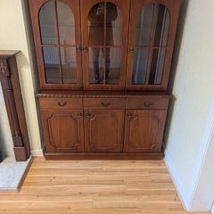 Elegant 3-Door Cherry Wood Display Cabinet & Buffet Hutch