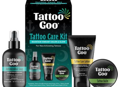 Tattoo Goo Aftercare Kit Includes Antimicrobial Soap, Balm, and Lotion, Tattoo Care for Color Enhancement + Quick Healing - Vegan, Cruelty-Free, Petroleum-Free, Tattoo Artist Gifts (3 Piece Set)