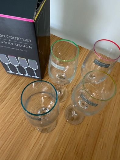 Lennon Courtney x Kilkenny Design Set of 4 Champagne Flutes. New in Box