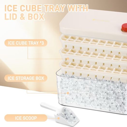Brand New Ice Cube Tray Set 150 Cubes 3 Trays with Lid