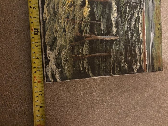 Original Painting on Canvas Depicting a Forest and Waterfall
