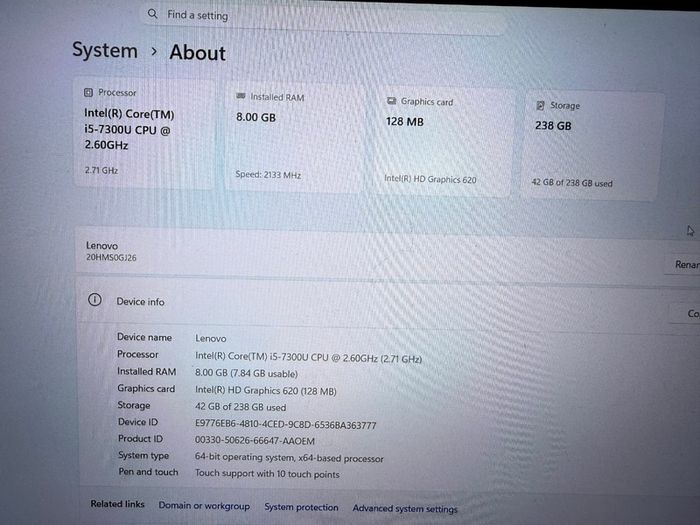 Lenovo ThinkPad X270 ,  i5-7300U, 8GB ram, 256GB SSD