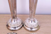 Pair of vintage Lanthe England silver plated flower bud vases