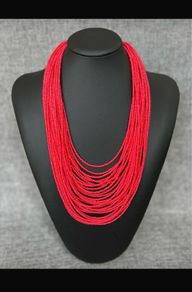 Beads, jewelry, decoration, necklace (red)