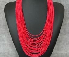 Beads, jewelry, decoration, necklace (red)