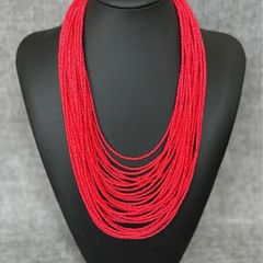 Beads, jewelry, decoration, necklace (red)