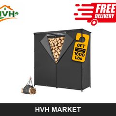 Outdoor Firewood Rack with Waterproof Cover