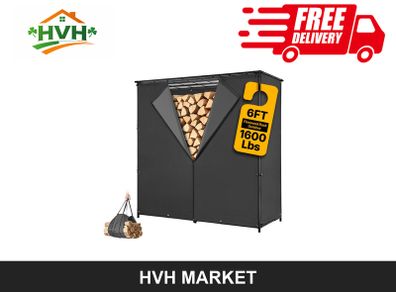 Outdoor Firewood Rack with Waterproof Cover