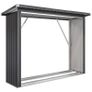 Covered Log Shelter Firewood Rack with Elevated Floor and Sloping Roof, Galvanized Steel 213x66.5x150cm Grey Image 3