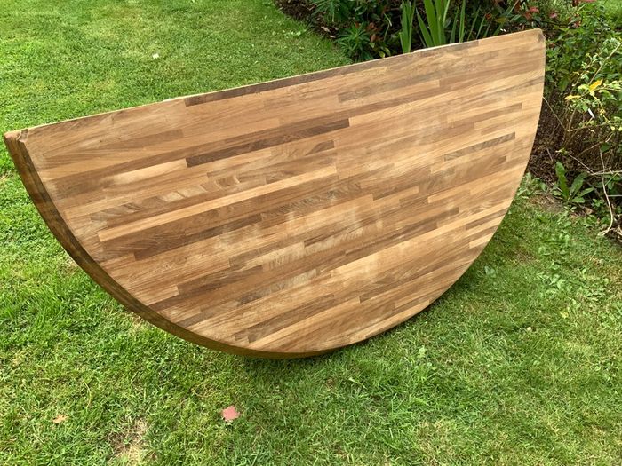 Semi circular wooden breakfast bar table